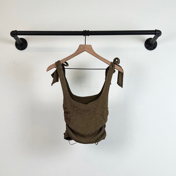 NWT Free People Boulevard Ruched Tie Strap Tank Top in Oregano - Picture 8 of 10